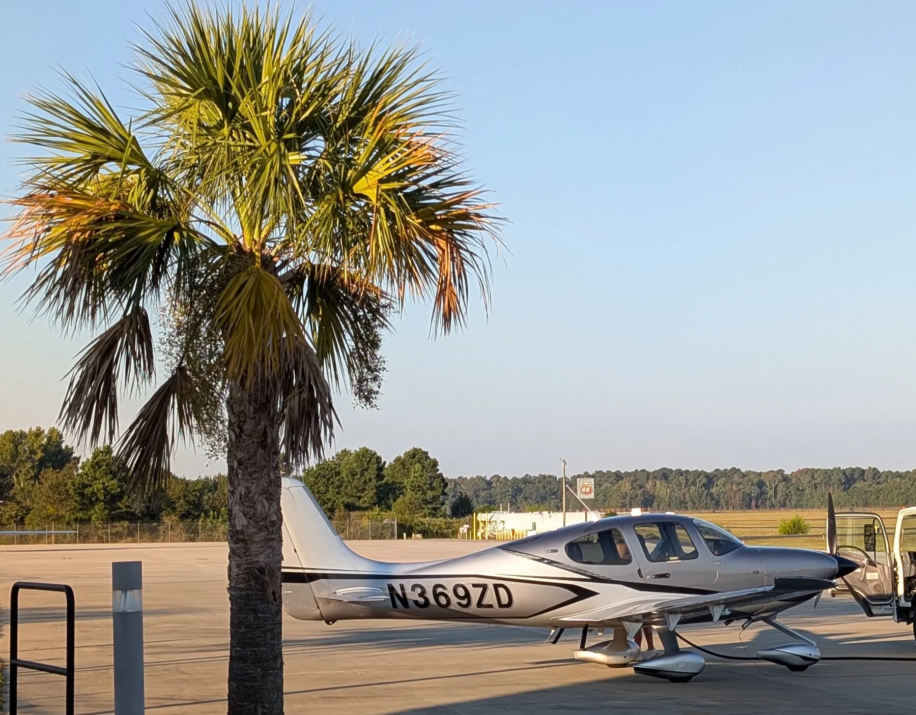 N369ZD on the ramp at golden hour